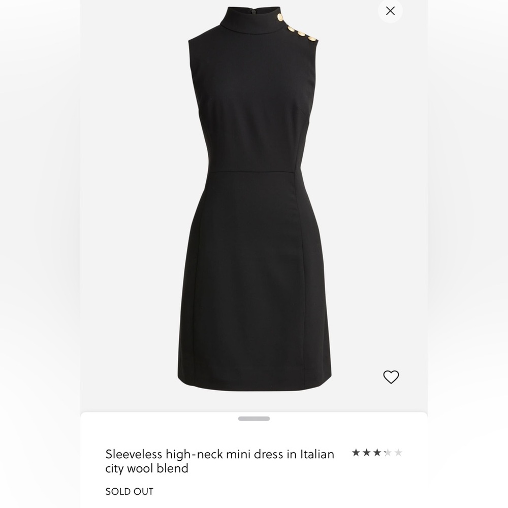 Jcrew Sleeveless High-Neck Mini Dress in Italian City Wool Blend